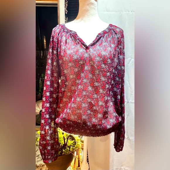 Lucky Brand Tops - LUCKY BRAND Sheer Long Sleeve Top Large